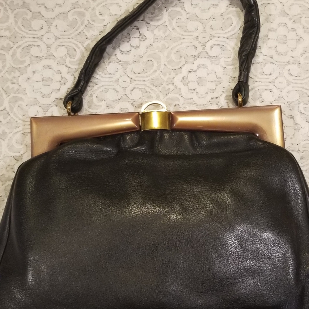 Vintage Bofcha Black Leather Handbag